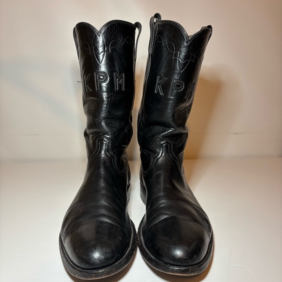 Custom Made Kangaroo Western Boots By Morado Brothers Almond Toe Black Size 12 - Picture 6 of 15